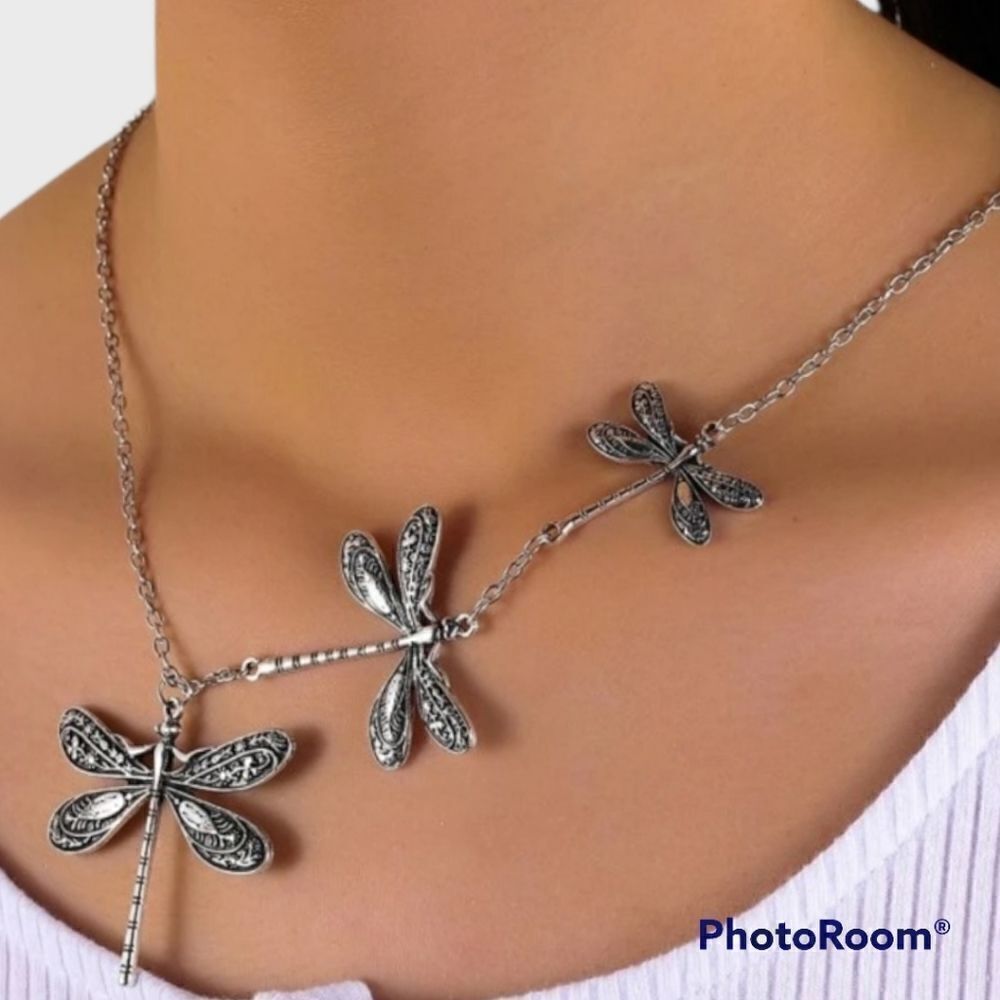 New Triple Dragonfly Necklace